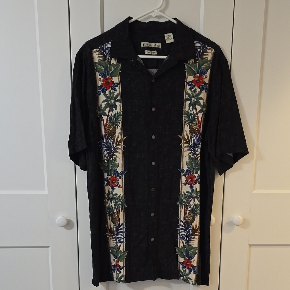 Black Floral Casual Button Down Shirt